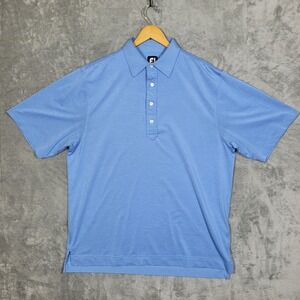 Footjoy FJ Polo Shirt Mens Large Blue Short Sleeve Golf Performance